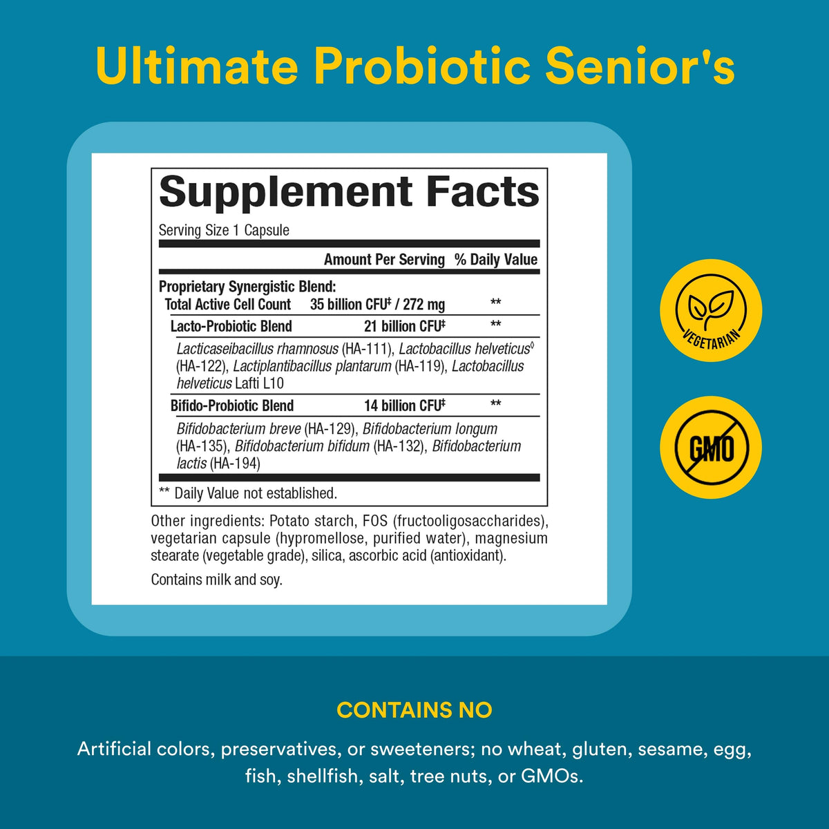 Natural Factors Probiotique Senior - capsules végétales dans un contenant