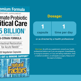 Natural Factors Probiotiques Ultimes 55 Milliards CFU étiquette détaillée