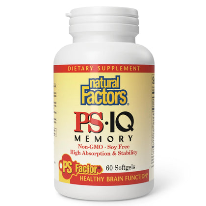 Natural Factors PS-IQ Mémoire 25 mg 60 capsules molles vue de face