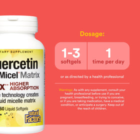 Natural Factors Quercetin LipoMicel Matrix 250 mg gélules molles côté