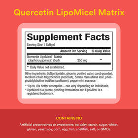 Natural Factors Quercetin LipoMicel Matrix 250 mg gélules molles ouvertes