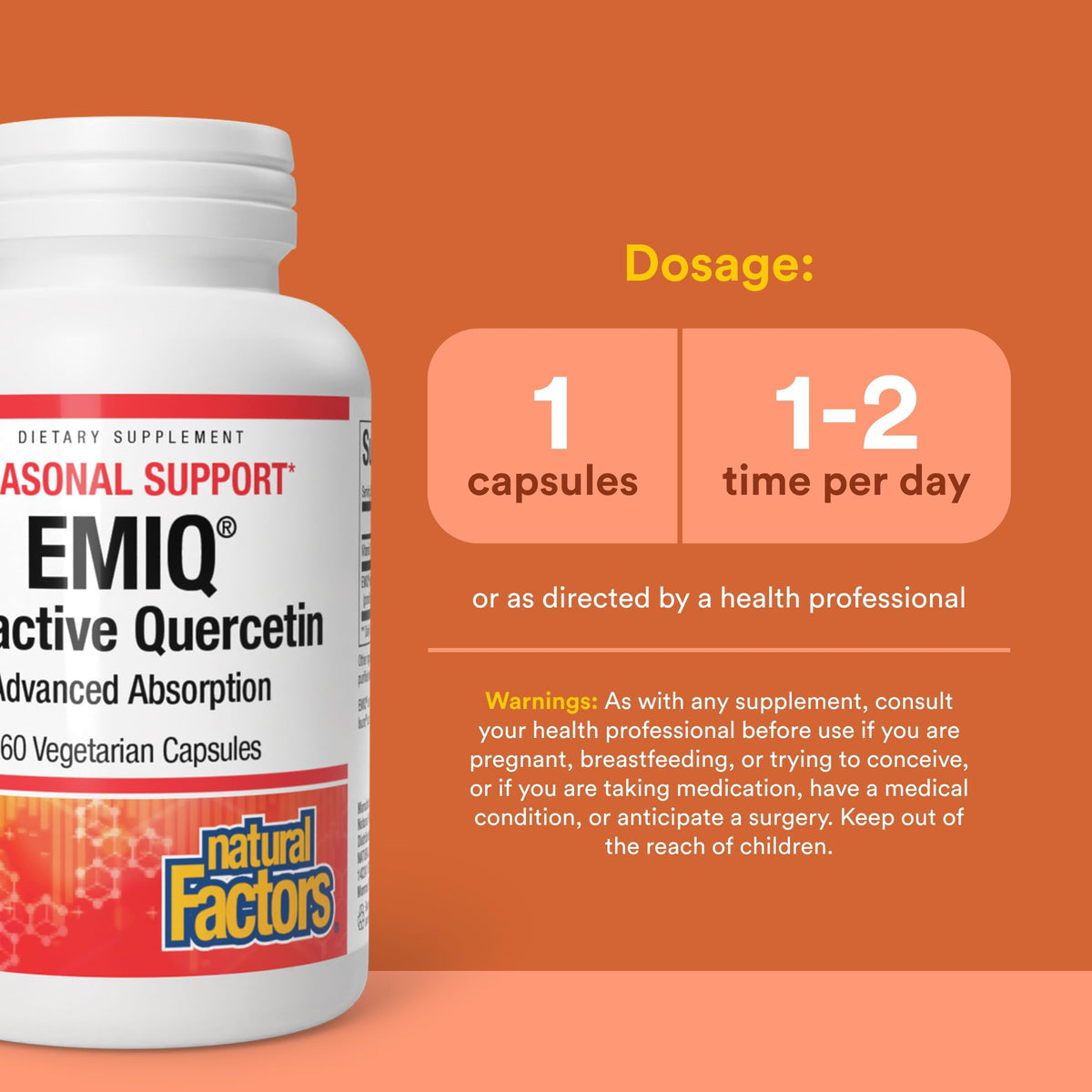 Natural Factors Quercétine Bioactive EMIQ 50 mg 60 Veg Caps côté