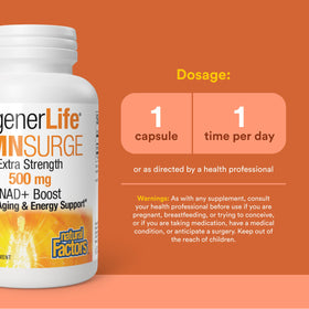 Natural Factors Regenerlife NMN 500MG capsules végétariennes ouvertes