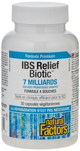 Natural Factors ReliefBiotic IB capsules ouvertes montrant la taille