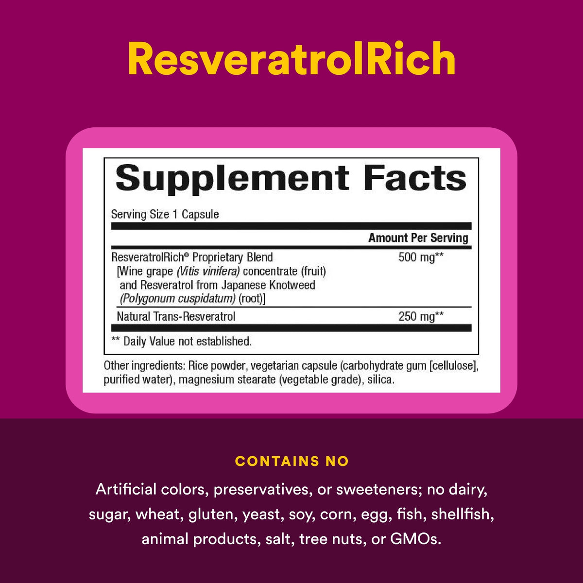 Natural Factors ResveratrolRich capsules on a wooden surface