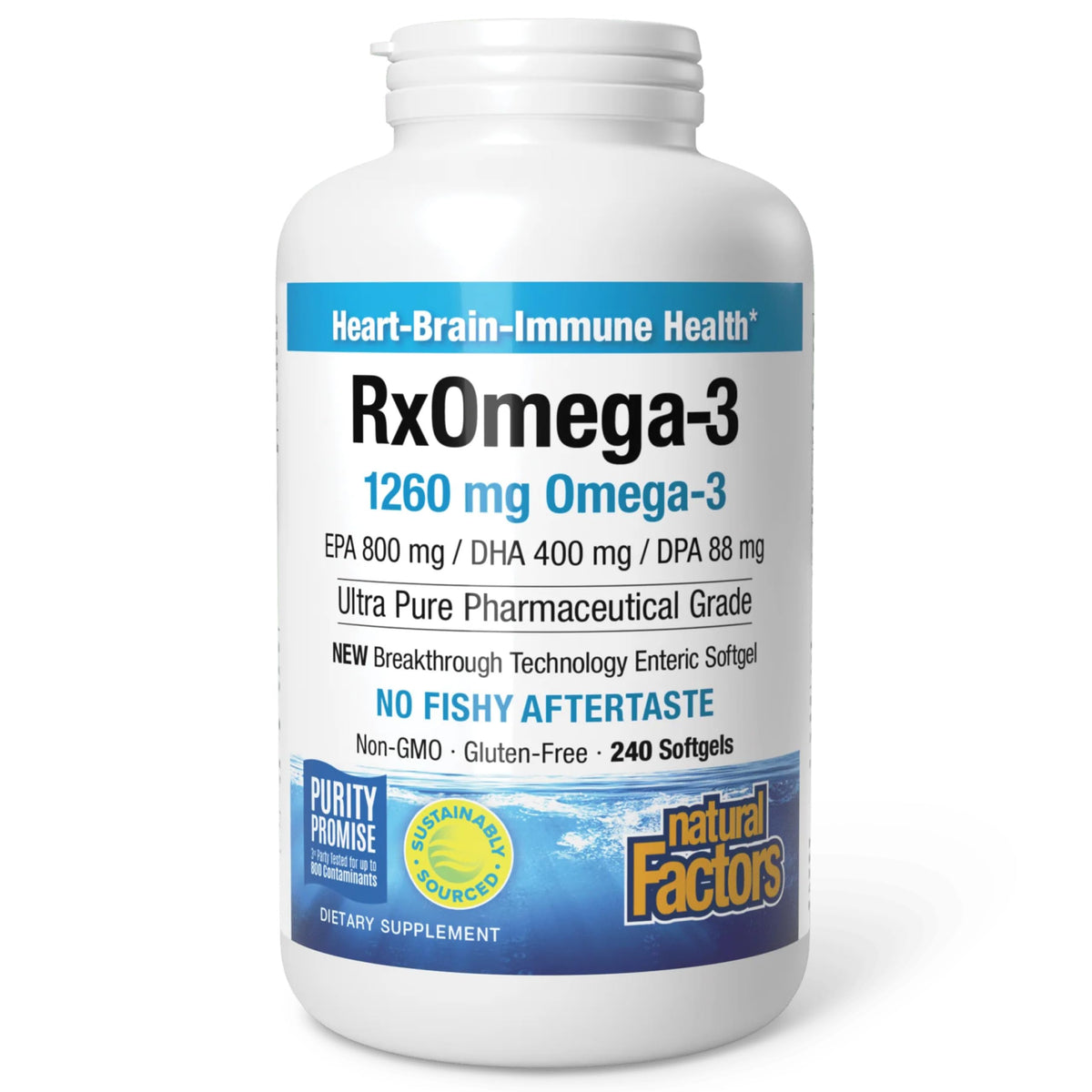 Natural Factors RxOmega-3 1260 mg huile de poisson gélules avant
