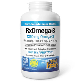 Natural Factors RxOmega-3 1260 mg huile de poisson gélules avant