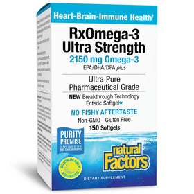 Natural Factors RxOmega-3 2150 mg huile de poisson 150 gélules, vue de face
