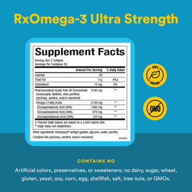 Natural Factors RxOmega-3 2150 mg huile de poisson, gélules dans une main