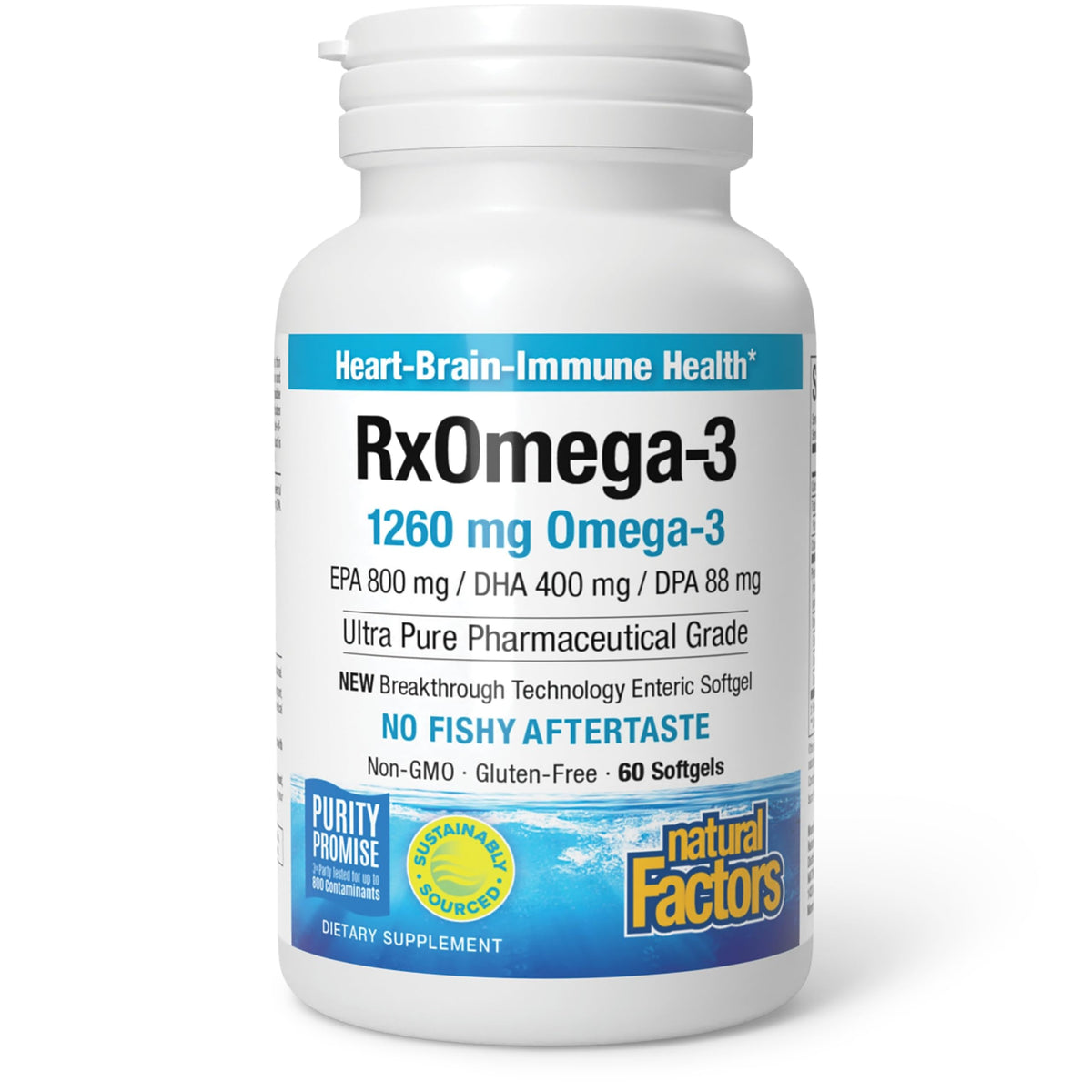 Natural Factors RxOmega-3 huile de poisson 1260 mg gélules vue de face