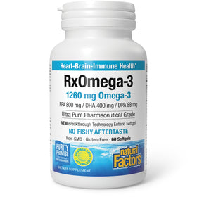 Natural Factors RxOmega-3 huile de poisson 1260 mg gélules vue de face