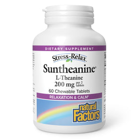 Natural Factors Suntheanine L-Theanine 200 mg comprimés à mâcher vue de face