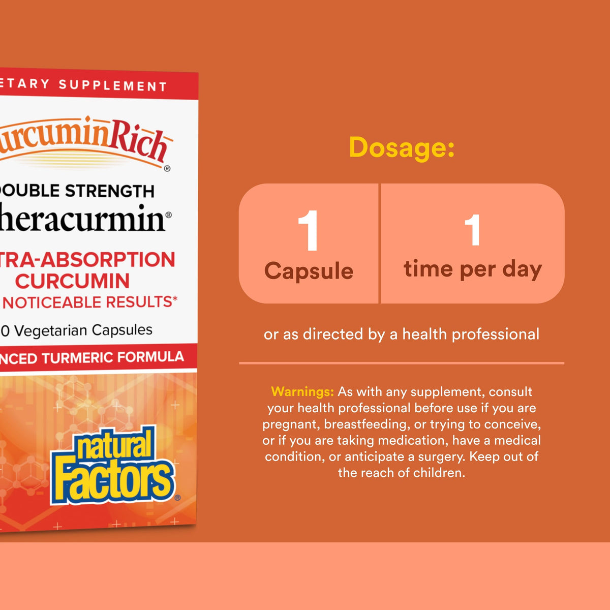 Natural Factors Theracurmin Double Force capsule sur une surface