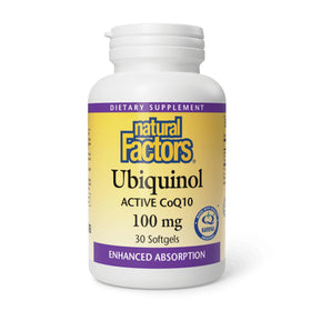 Natural Factors Ubiquinol 100 mg gélules de 30 unités face avant