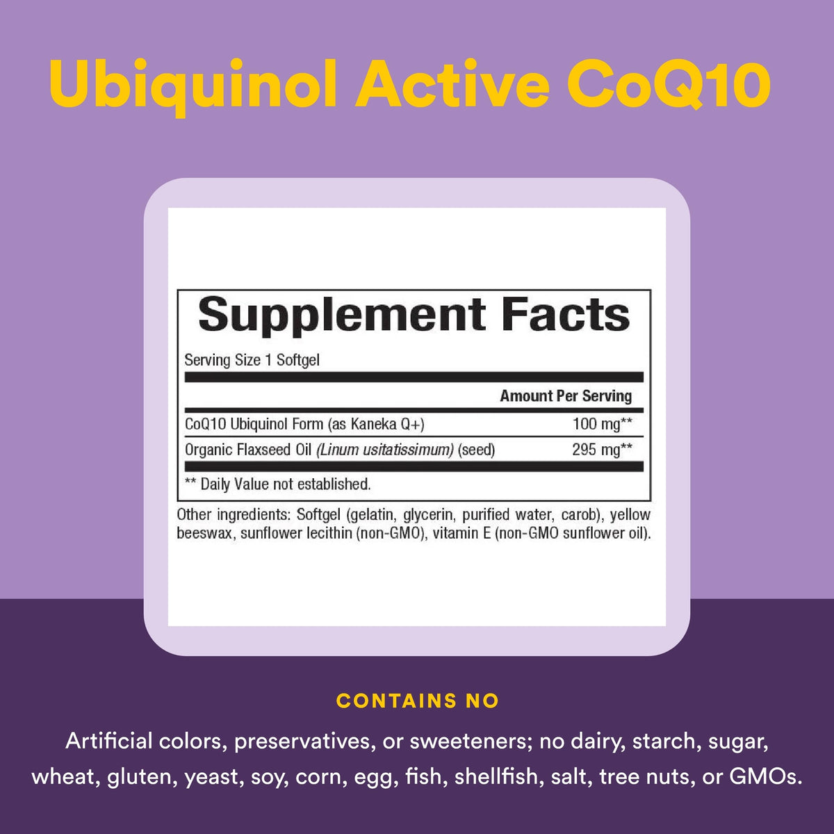 Natural Factors Ubiquinol 100 mg gélules présentées sur une table