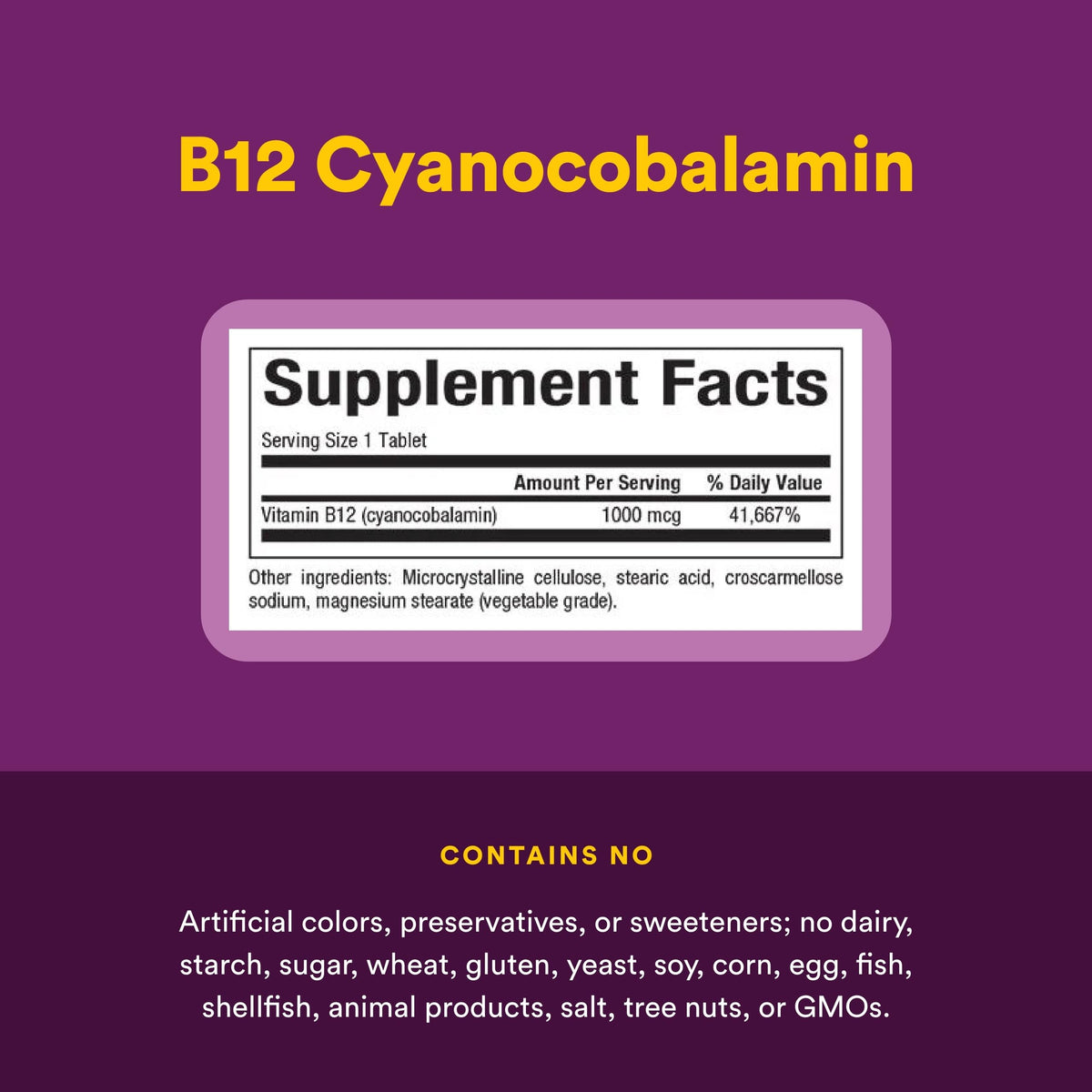 Natural Factors Vitamine B12 1000 mcg comprimés dans une main