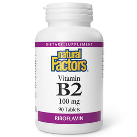 Natural Factors Vitamine B2 100 mg comprimés vue de face
