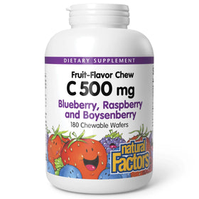 Natural Factors Vitamine C 500 mg 180 comprimés à mâcher vue de face