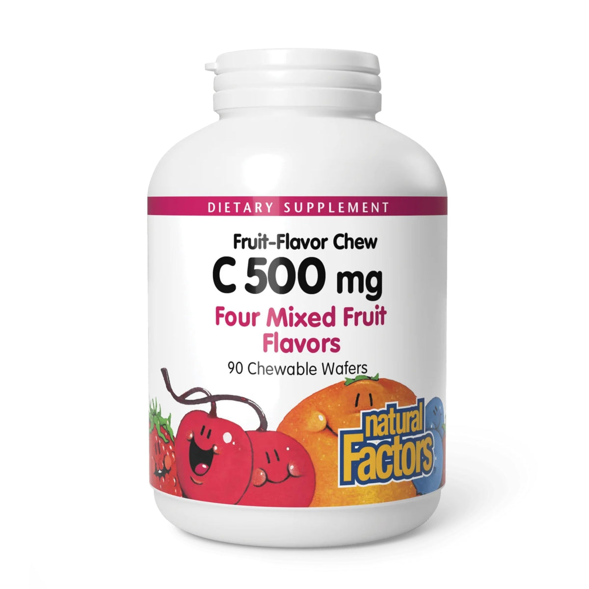 Natural Factors Vitamine C 500 mg 90 comprimés à mâcher vue de face