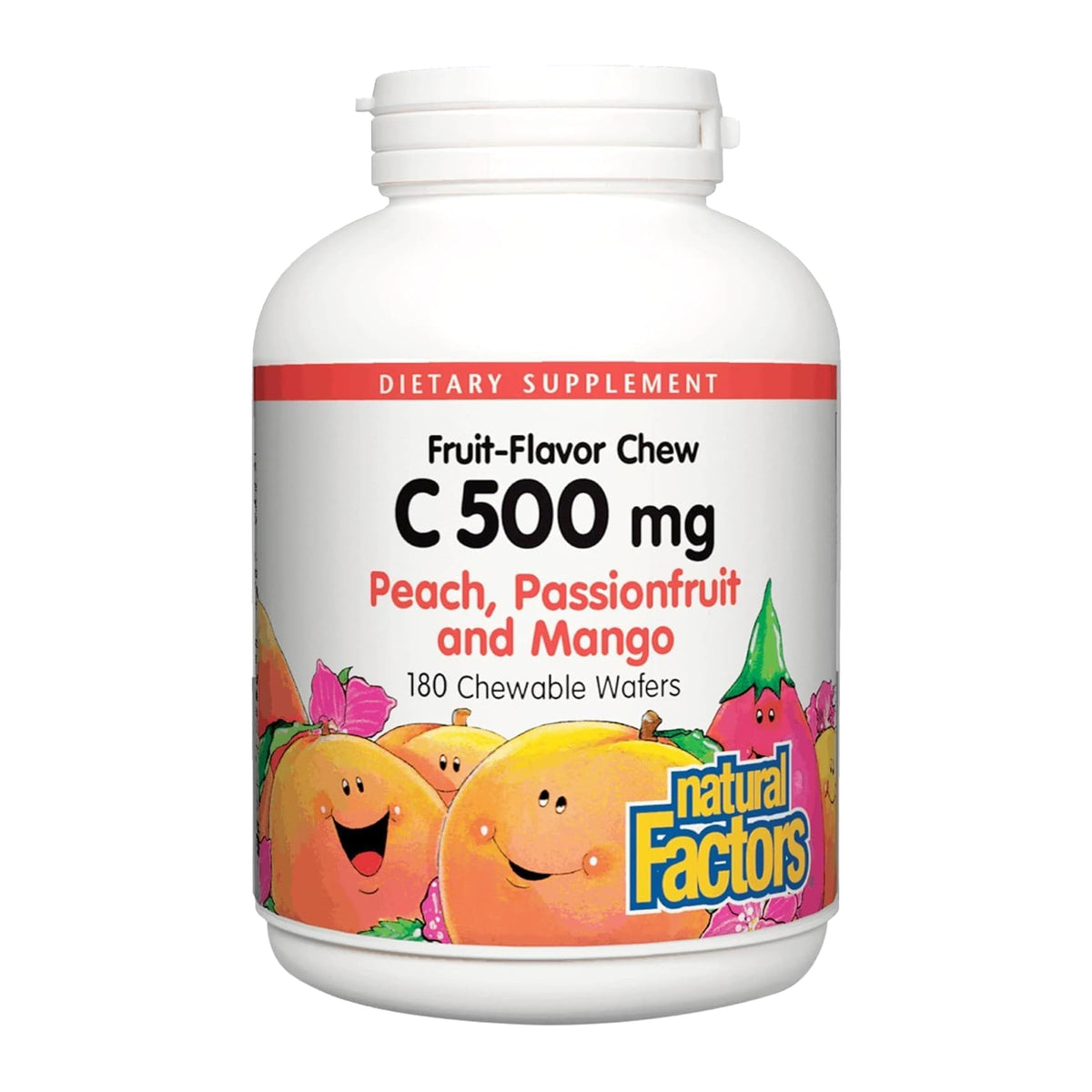 Natural Factors Vitamine C 500 mg comprimés à mâcher, vue de face