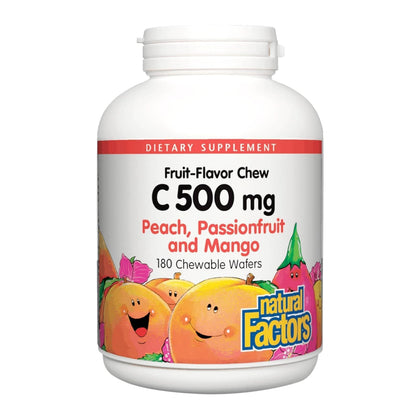 Natural Factors Vitamine C 500 mg comprimés à mâcher, vue de face
