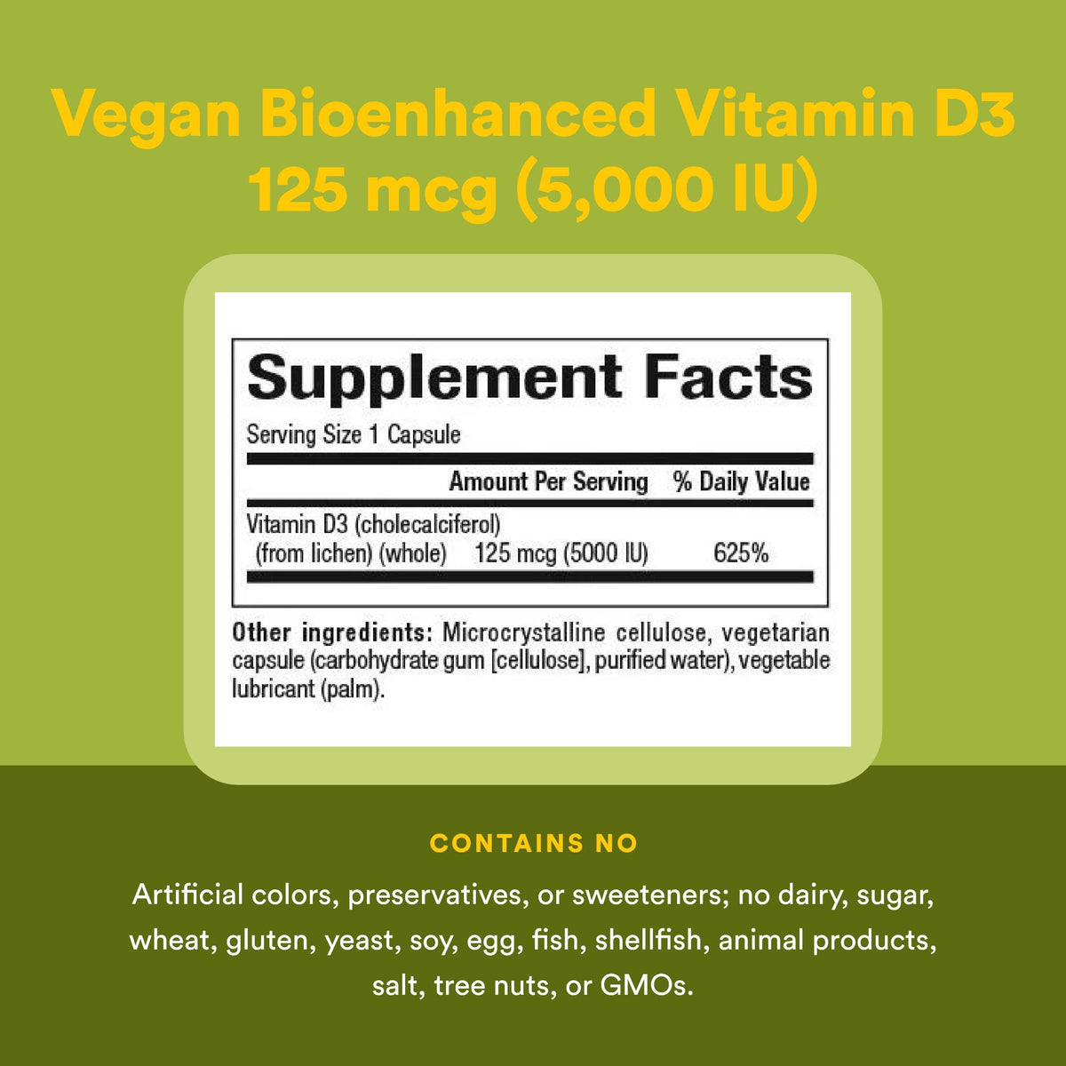 Natural Factors Vitamine D3 125 mcg vue de côté