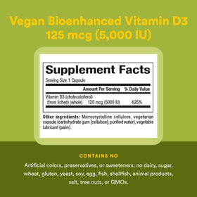 Natural Factors Vitamine D3 125 mcg vue de côté