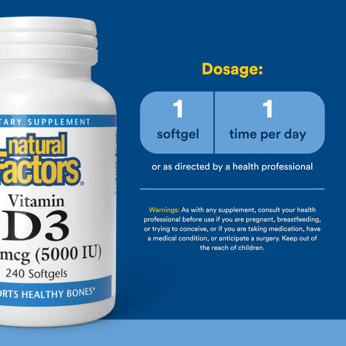 Natural Factors Vitamine D3 5000 UI gélules molles ouvertes
