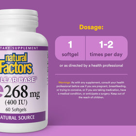 Natural Factors Vitamine E 400 IU gélules molles côté