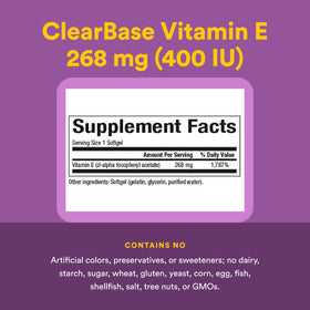 Natural Factors Vitamine E 400 IU gélules molles sur une table