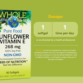 Natural Factors Vitamine E Tournesol 268 mg gélules molles côté