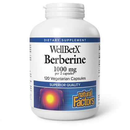 Natural Factors WellBetX Berberine 1 000 mg 120 Veg Caps - vue avant