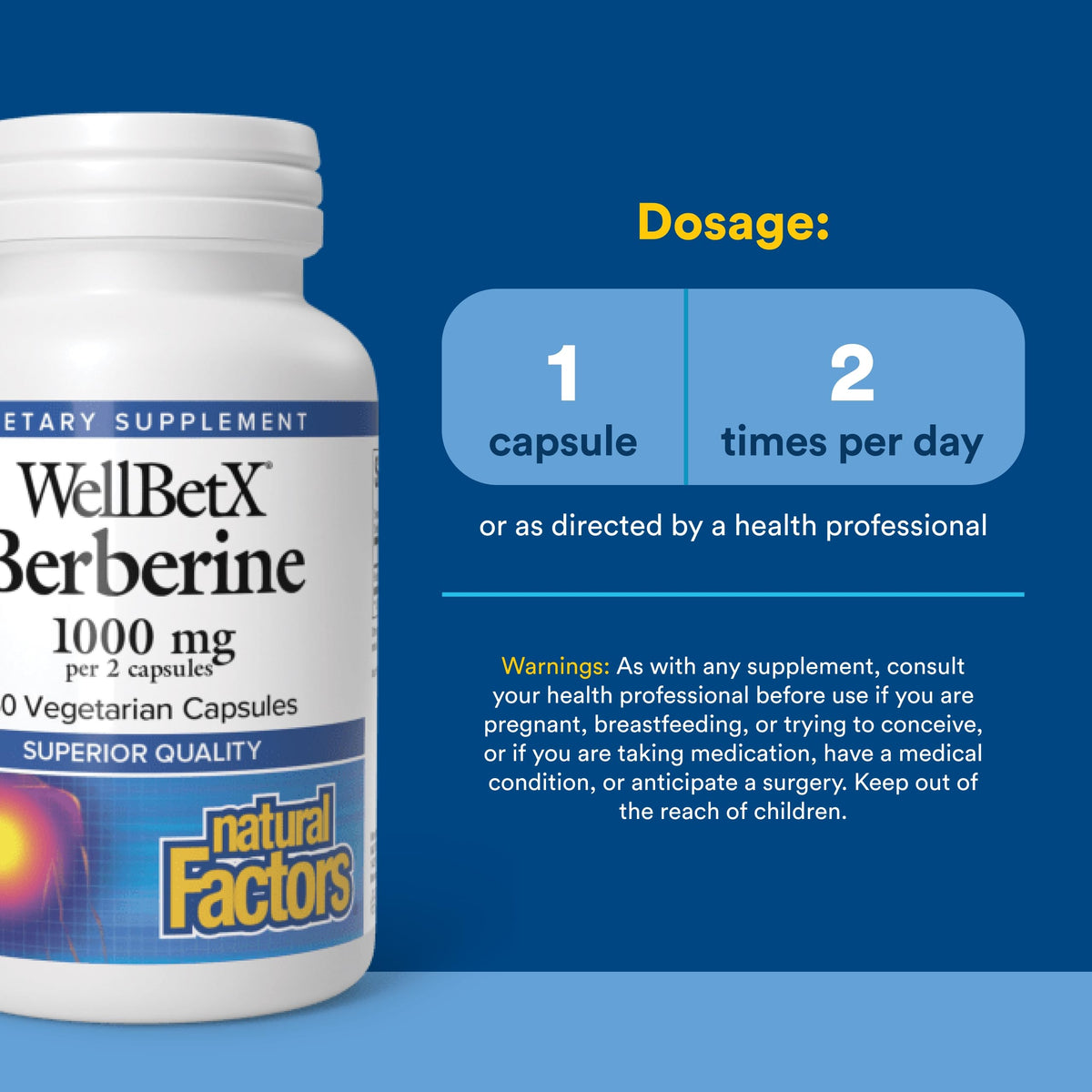 Natural Factors WellBetX Berberine 1000 mg capsule close-up