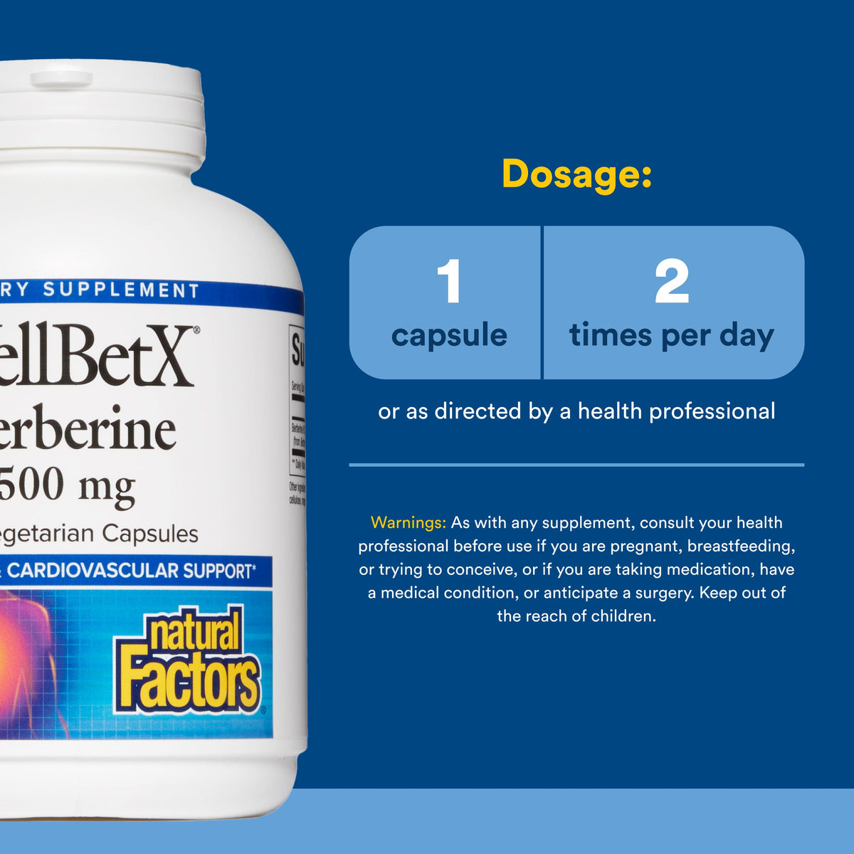 Natural Factors WellBetX Berberine 120 capsules - vue arrière