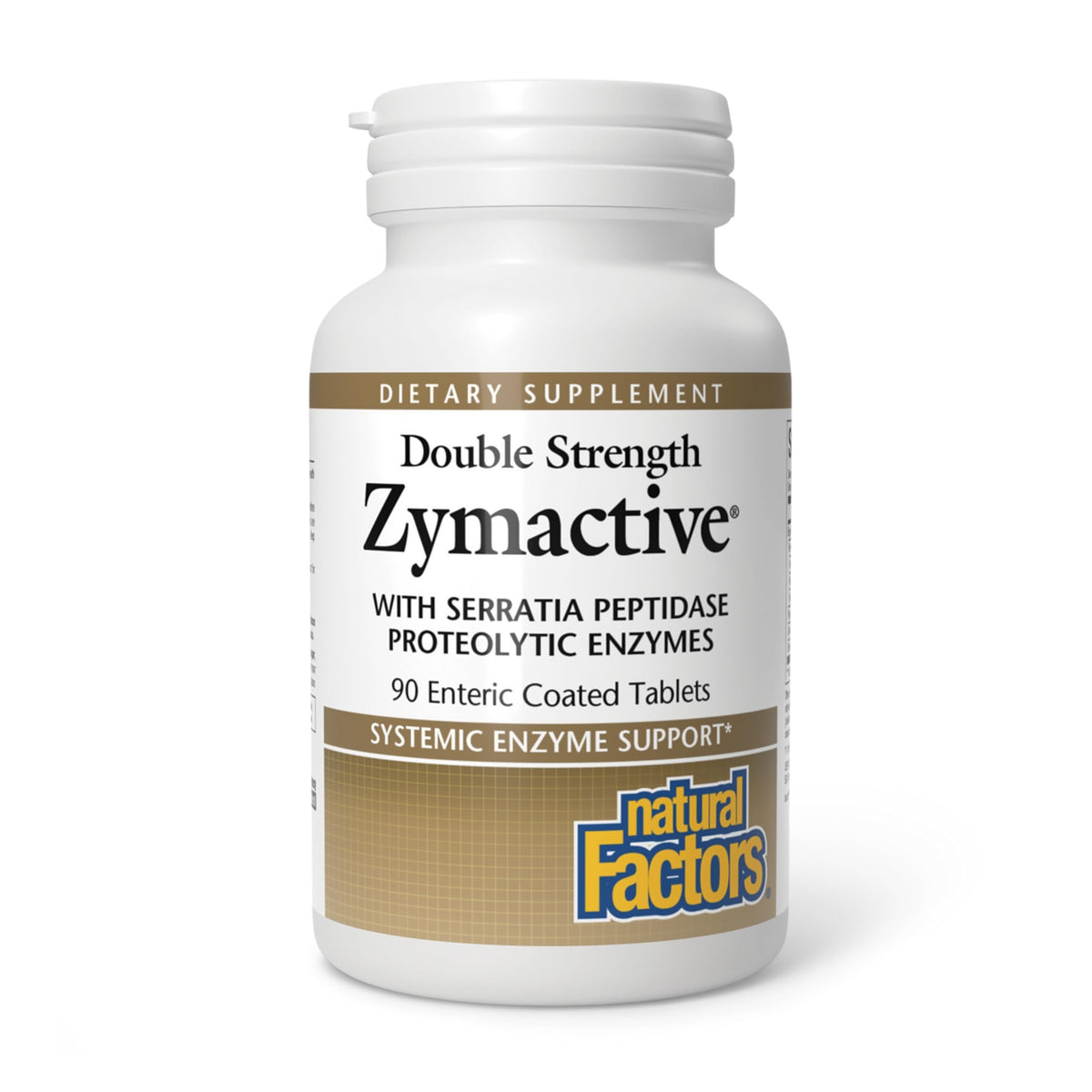 Natural Factors Zymactive Double Strength 90 comprimés vue de face