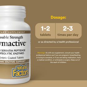 Natural Factors Zymactive Double Strength comprimés en gros plan