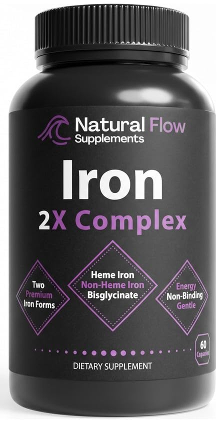 Natural Flow 2X Iron Complex 60 capsules front view