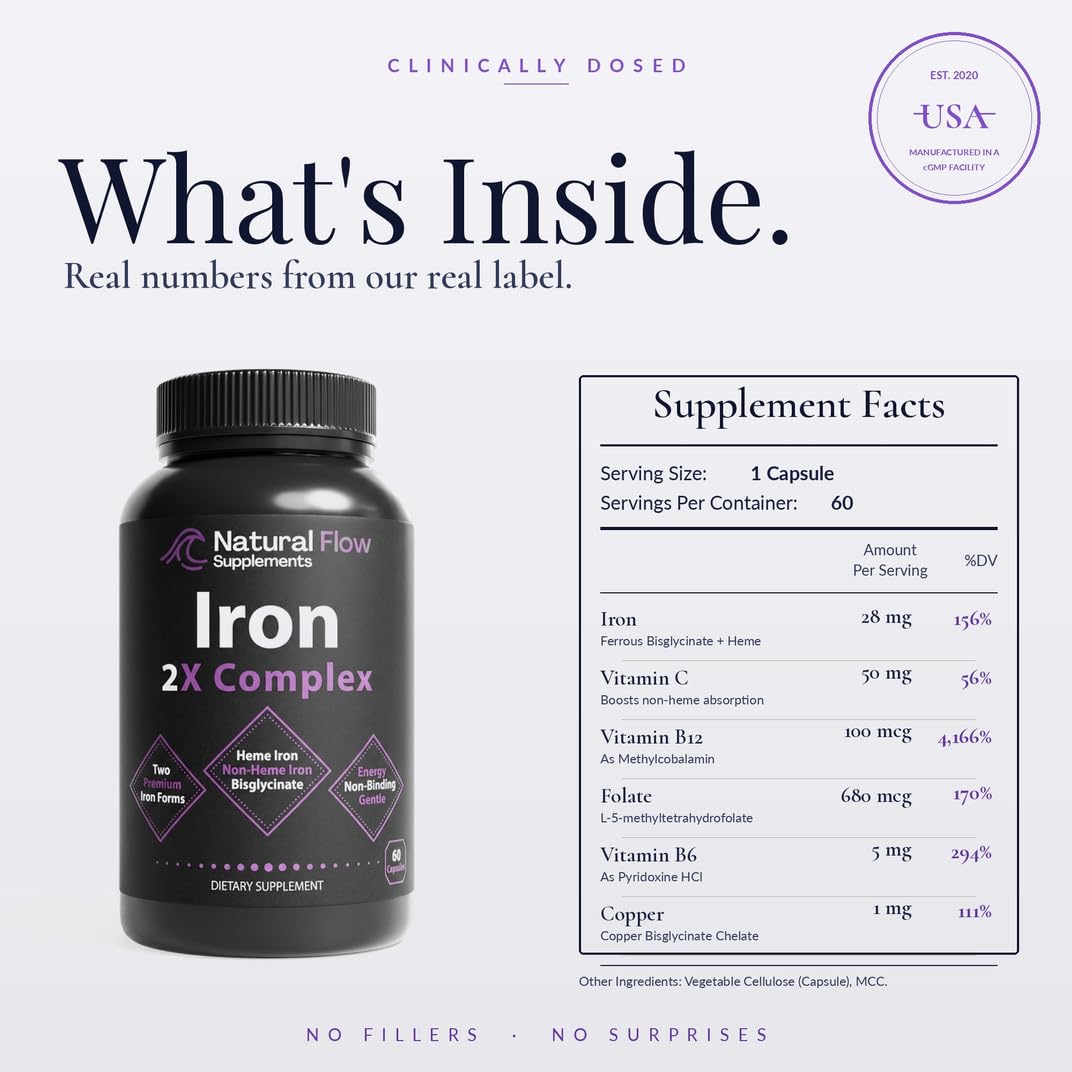 Natural Flow 2X Iron Complex bottle with label