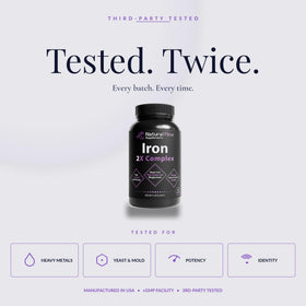 Natural Flow 2X Iron Complex capsules in hand