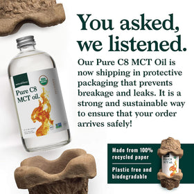 Natural Force huile MCT C8 Pure Bio étiquette biodégradable