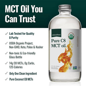 Natural Force huile MCT C8 Pure Bio verre recyclable
