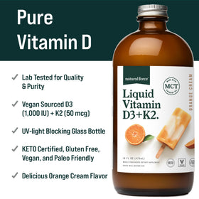 Natural Force Vitamine D Pure cuillère avec liquide orange crème