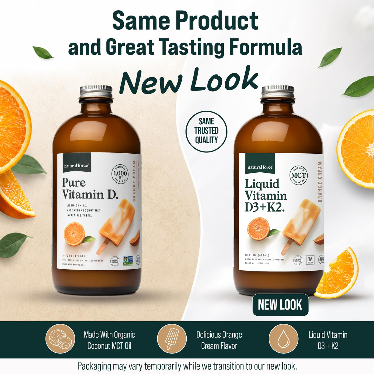 Natural Force Vitamine D Pure étiquette avec ingrédients et dosage