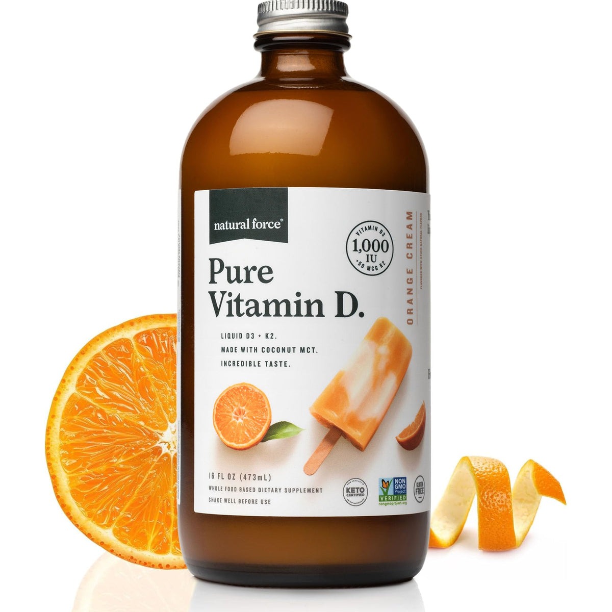 Natural Force Vitamine D Pure flacon de 16 fl oz vue avant
