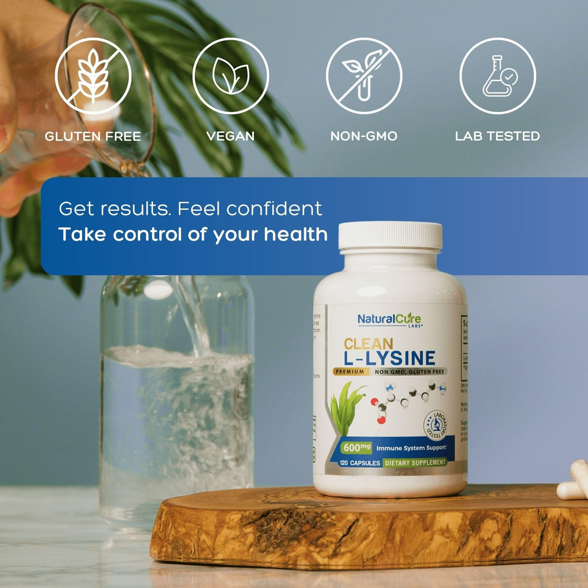 Natural Labs L-Lysine 600mg capsules bottle front