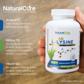 Natural Labs L-Lysine 600mg capsules side view