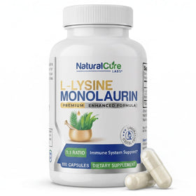 Natural Labs L-Lysine Monolaurin 600mg 100 Capsules front view