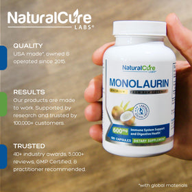Natural Labs Monolaurin 600mg 100 Capsules back view