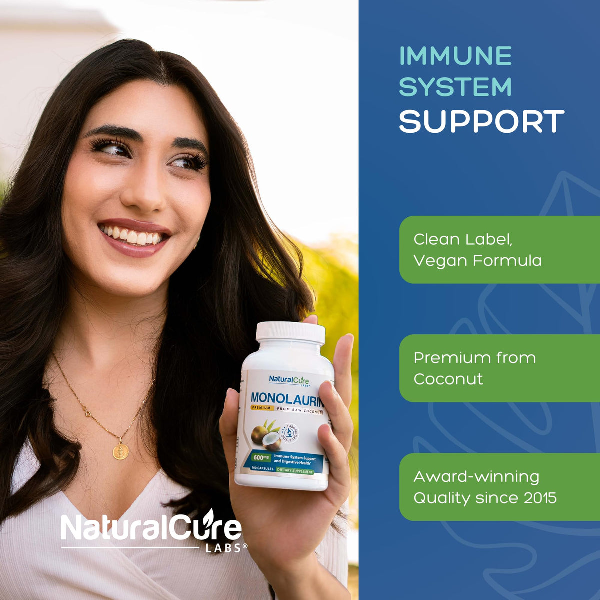 Natural Labs Monolaurin 600mg capsule close-up