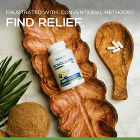 Natural Labs Monolaurin 600mg capsule in hand